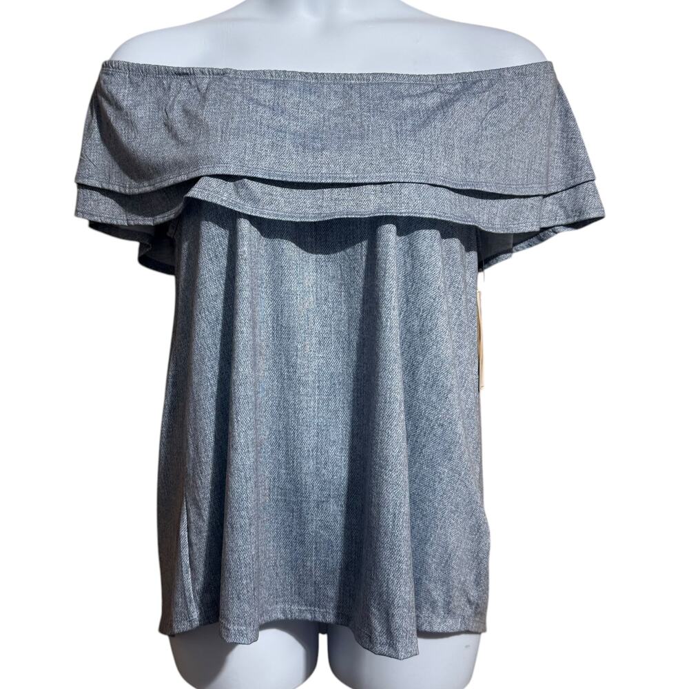 NWT Signature studio soft chambray 4 in 1 ruffle top flowy blouse -XL